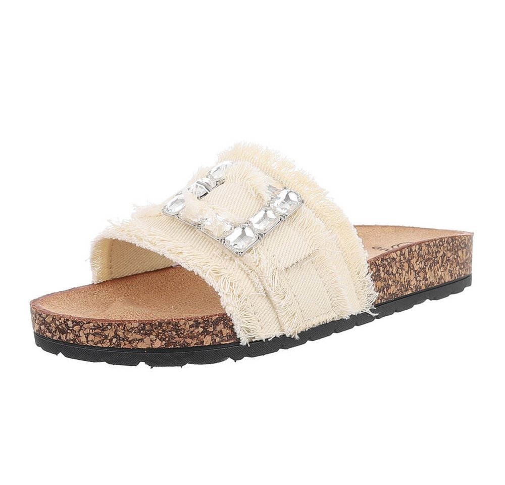 Ital-Design Komfortable Slides für Freizeit & Strand - Hohe Bequemlichkeit Pantolette (89319144) Flach Pantoletten in Beige