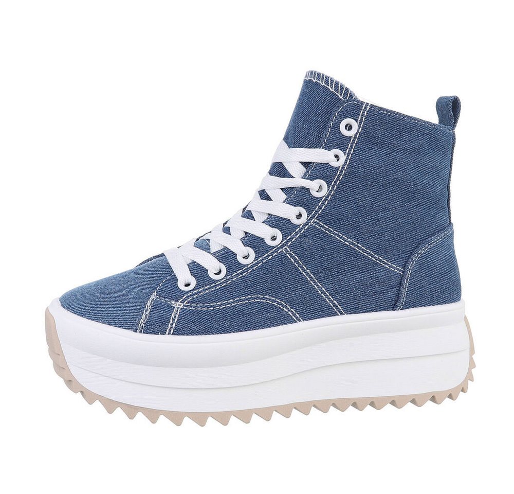 Ital-Design Komfortable Sneakers mit hoher Sohle und modischem Design Sneakerboots (85960081) Flach Sneakers High in Blau