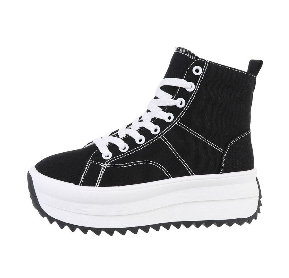 Ital-Design Komfortable Sneakers mit hoher Sohle und modischem Design Sneakerboots (85960099) Flach Sneakers High in Schwarz