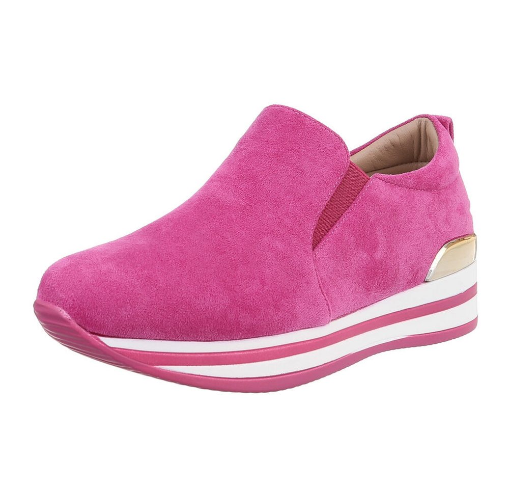 Ital-Design Komfortabler Slipper für Jeden Anlass Sneaker (89322648) Keilabsatz/Wedge Sneakers Low in Pink