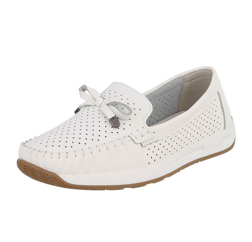 Ital-Design Komfortabler Slipper mit durchlochten Details für Damen Slipper (91409652) Flach Mokassins in Weiß