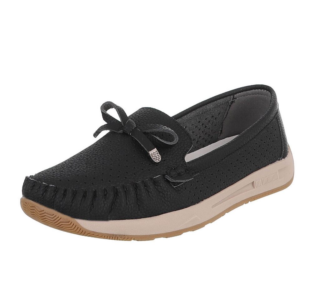 Ital-Design Komfortabler Slipper mit durchlochten Details für Damen Slipper (91409665) Flach Mokassins in Schwarz