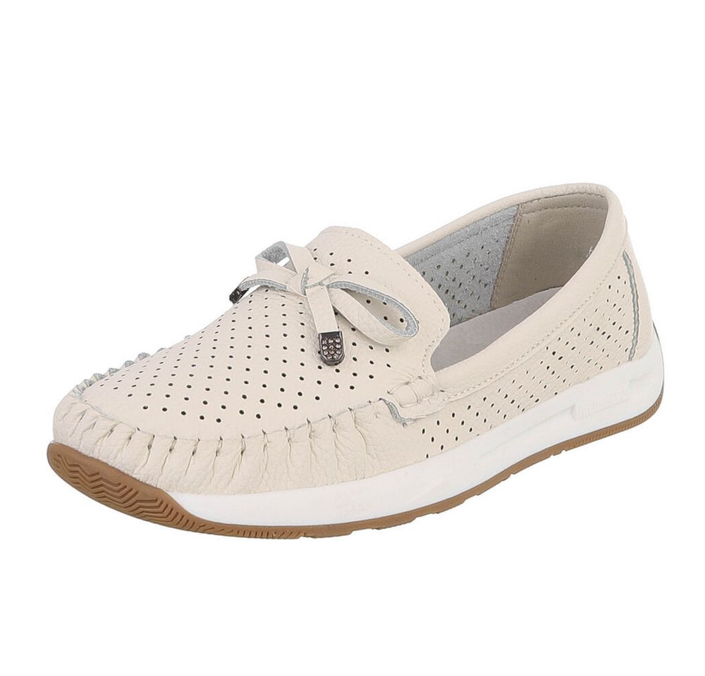 Ital-Design Komfortabler Slipper mit durchlochten Details für Damen Slipper (91409669) Flach Mokassins in Beige
