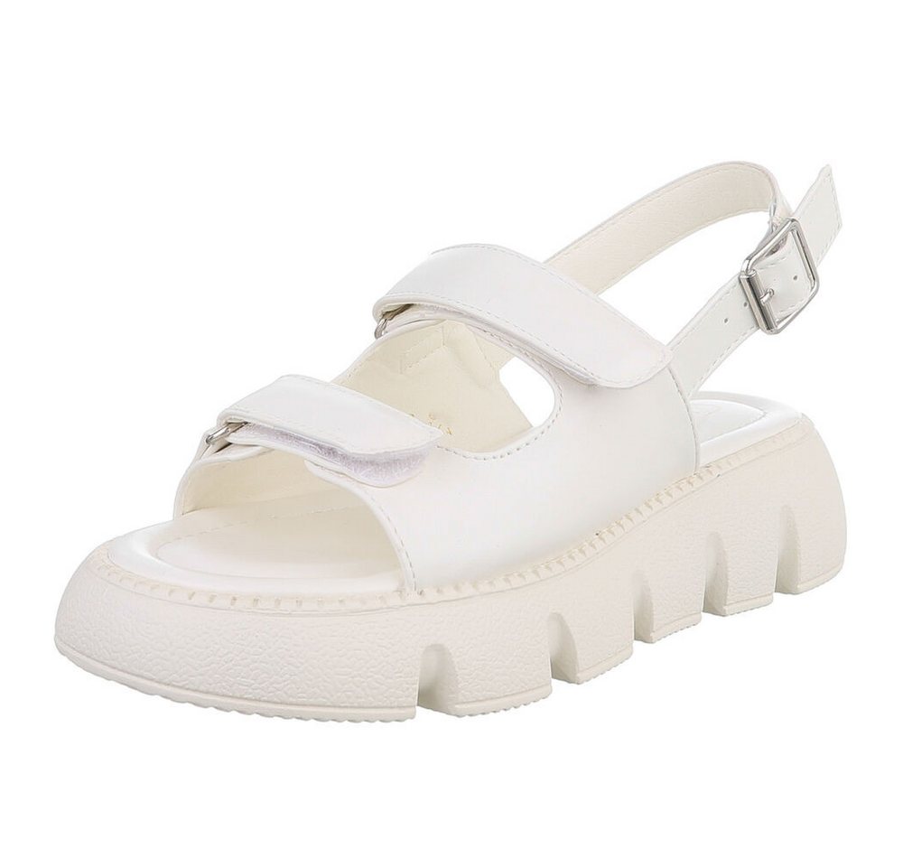Ital-Design Kunstleder Sandalen mit Klettverschluss für Damen Plateausandaletten (89372560) Keilabsatz/Wedge Keilsandaletten in Weiß