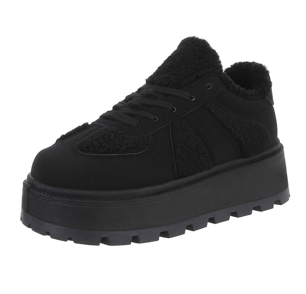 Ital-Design Kuscheliger Sneaker mit robuster Sohle für Damen Snowboots (90704235) Flach Sneakers Low in Schwarz