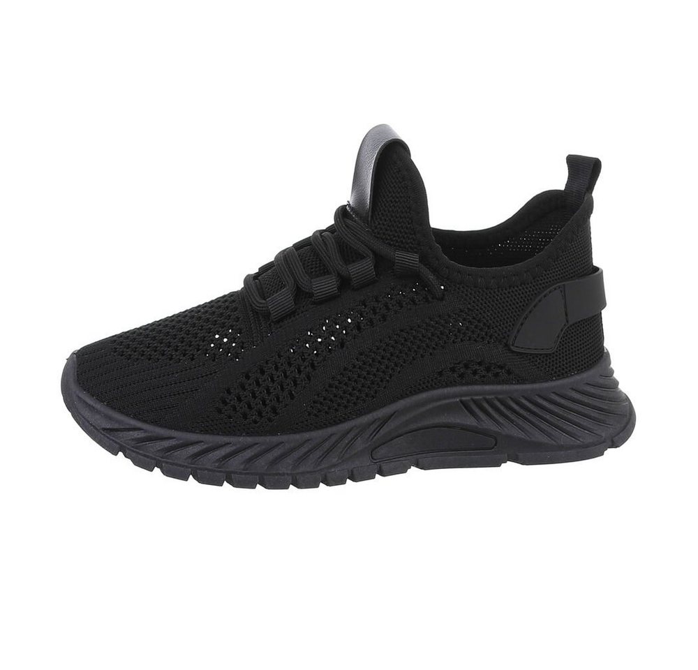 Ital-Design Leichte und atmungsaktive Damen-Sneaker für Komfort im Alltag Sneaker (85493290) Flach Sneakers Low in Schwarz
