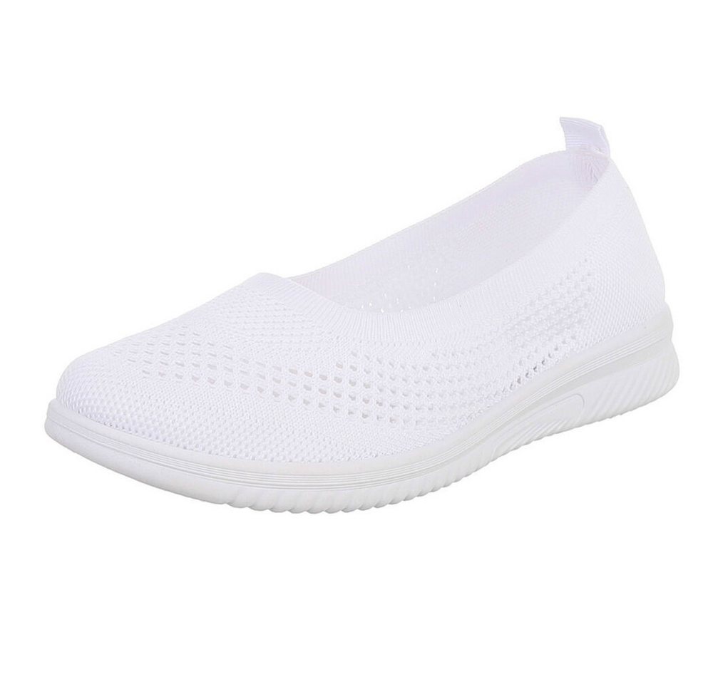 Ital-Design Leichter Freizeitschuh mit atmungsaktivem Obermaterial Slipper (91512045) Keilabsatz/Wedge Mokassins in Weiß