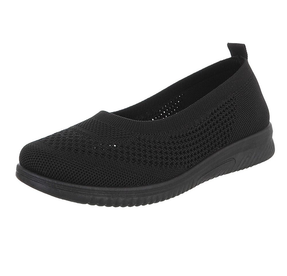 Ital-Design Leichter Freizeitschuh mit atmungsaktivem Obermaterial Slipper (91512053) Keilabsatz/Wedge Mokassins in Schwarz
