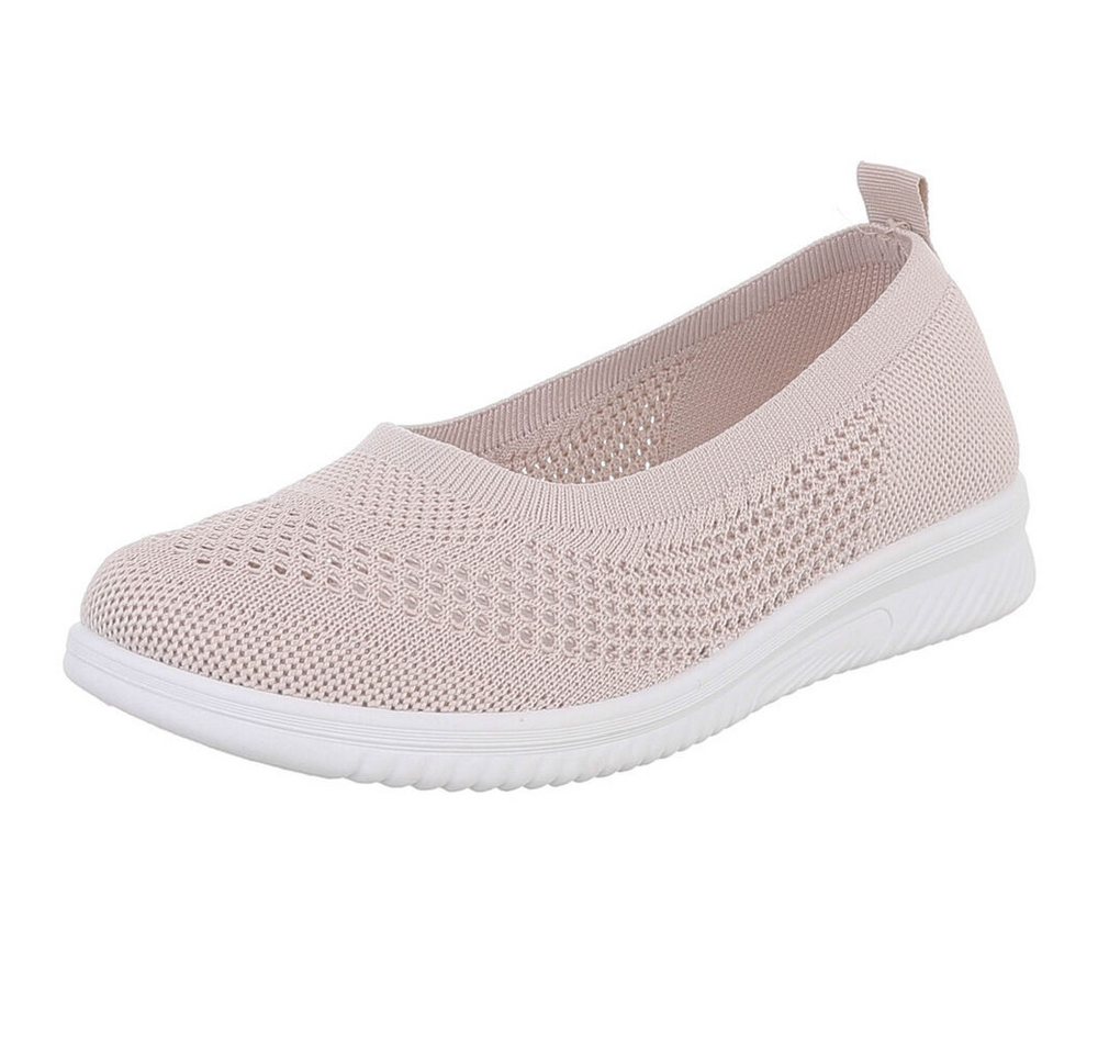 Ital-Design Leichter Freizeitschuh mit atmungsaktivem Obermaterial Slipper (91512057) Keilabsatz/Wedge Mokassins in Beige