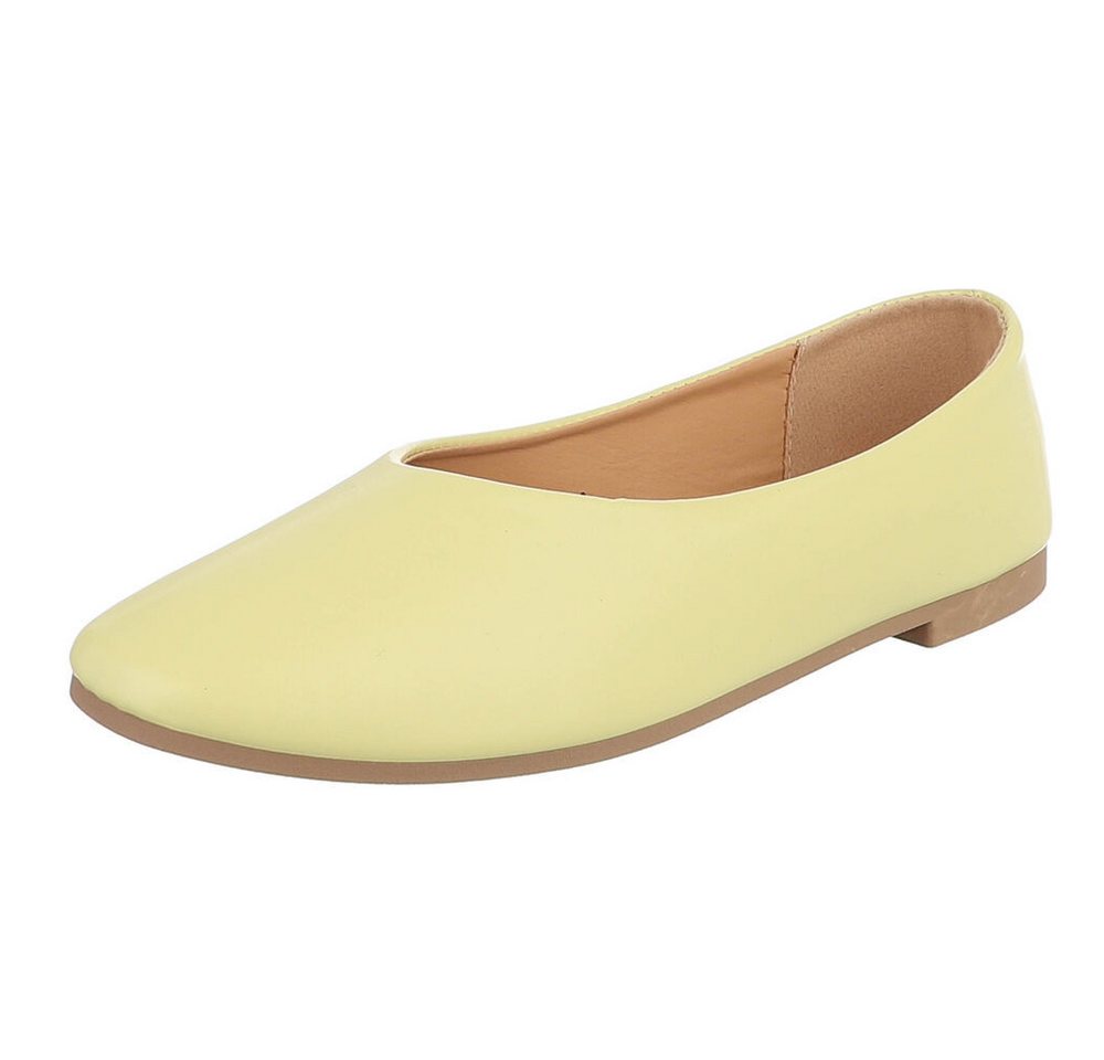 Ital-Design Minimalistische Damen Ballerinas für Alltag und Freizeit Ballerina (91554505) Blockabsatz Klassische Ballerinas in Gelb