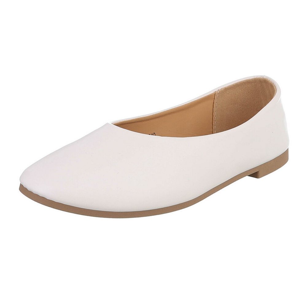 Ital-Design Minimalistische Damen Ballerinas für Alltag und Freizeit Ballerina (91554509) Blockabsatz Klassische Ballerinas in Weiß