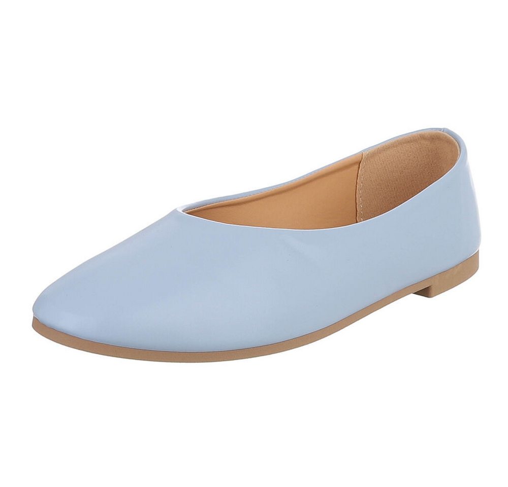 Ital-Design Minimalistische Damen Ballerinas für Alltag und Freizeit Ballerina (91554516) Blockabsatz Klassische Ballerinas in Hellblau