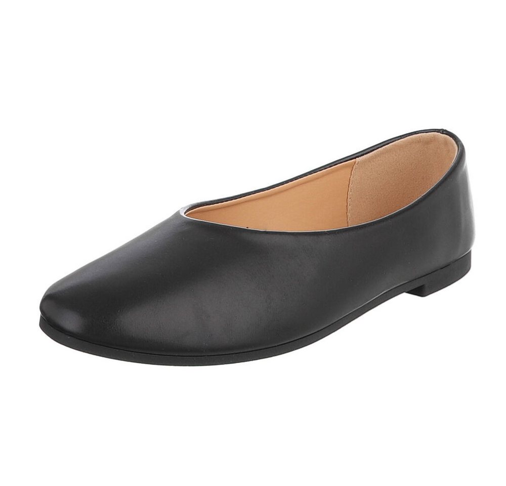 Ital-Design Minimalistische Damen Ballerinas für Alltag und Freizeit Ballerina (91554523) Blockabsatz Klassische Ballerinas in Schwarz