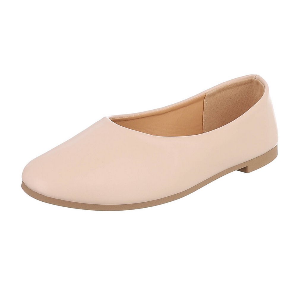 Ital-Design Minimalistische Damen Ballerinas für Alltag und Freizeit Ballerina (91554526) Blockabsatz Klassische Ballerinas in Beige