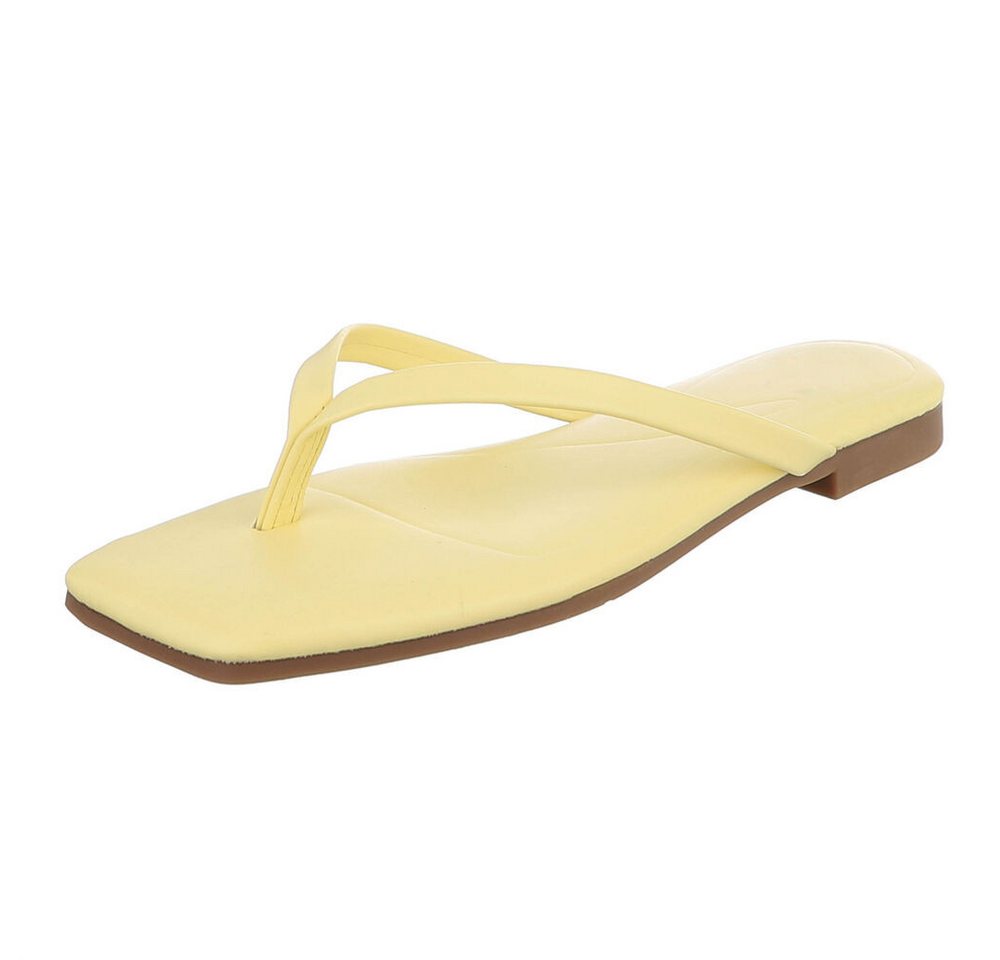 Ital-Design Minimalistische Damen Flip-Flops mit flacher Sohle Zehentrenner (91512410) Blockabsatz Zehentrenner in Gelb
