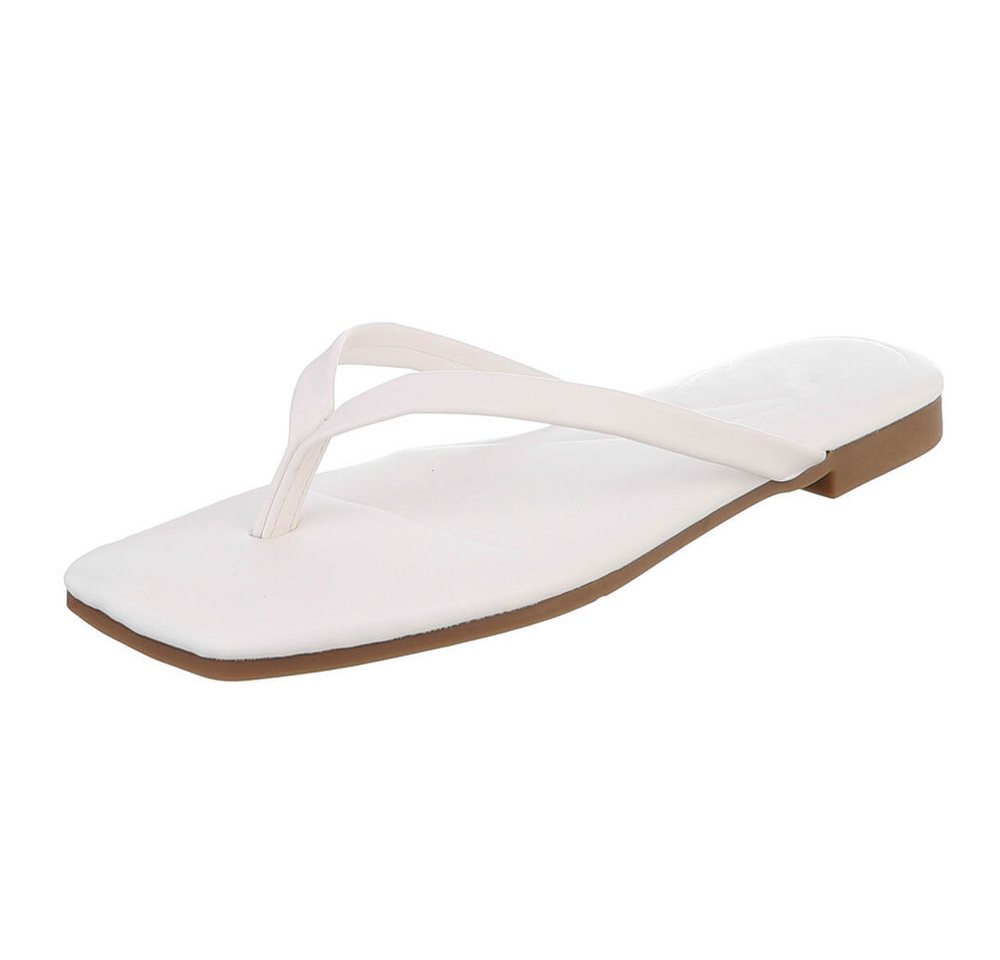 Ital-Design Minimalistische Damen Flip-Flops mit flacher Sohle Zehentrenner (91512418) Blockabsatz Zehentrenner in Weiß