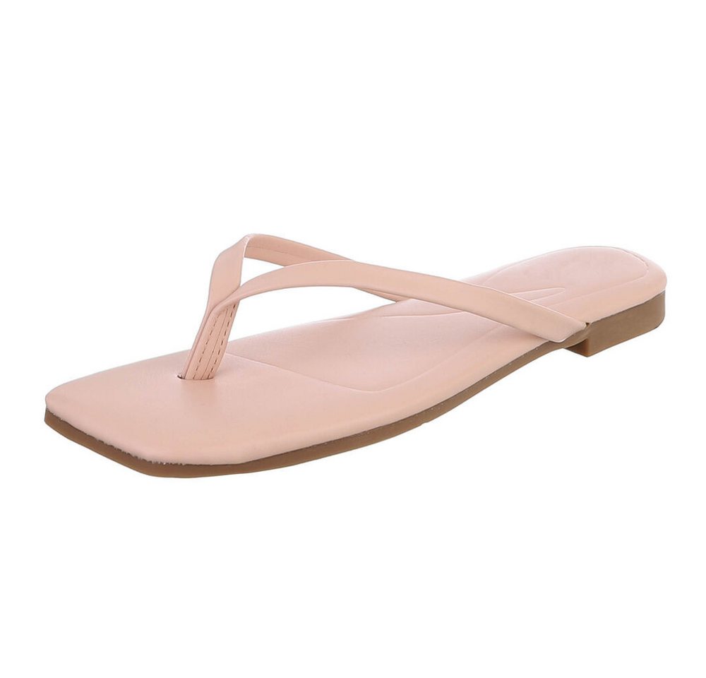 Ital-Design Minimalistische Damen Flip-Flops mit flacher Sohle Zehentrenner (91512423) Blockabsatz Zehentrenner in Hellrosa