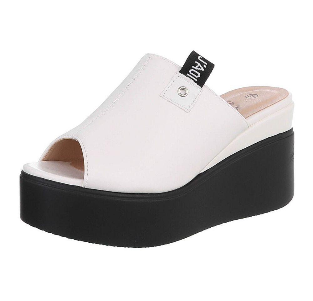 Ital-Design Moderne Absatzsandalen mit Plateau für Damen Plateausandaletten (91409388) Keilabsatz/Wedge Keilsandaletten in Weiß