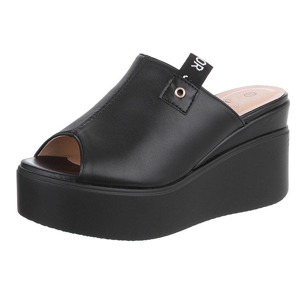 Ital-Design Moderne Absatzsandalen mit Plateau für Damen Plateausandaletten (91409398) Keilabsatz/Wedge Keilsandaletten in Schwarz