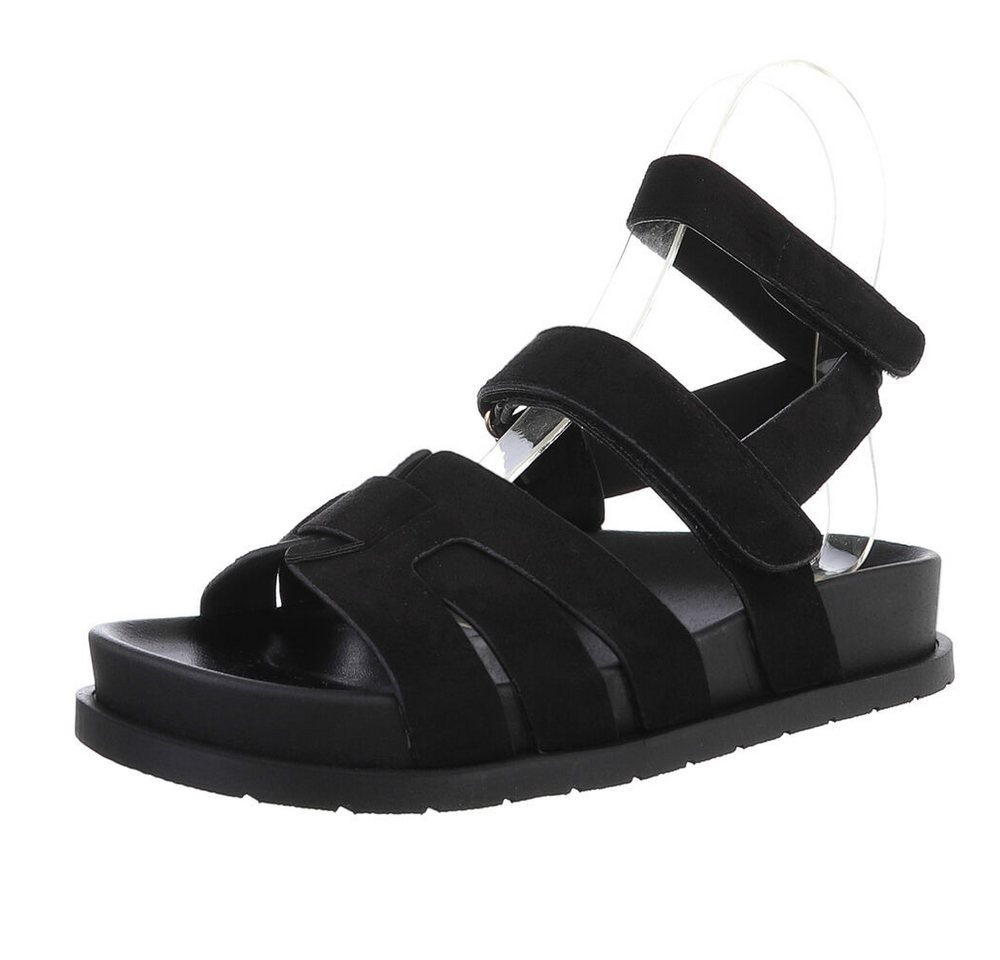 Ital-Design Moderne Damen-Sandalen mit breiten Riemen und Komfort Riemchensandalette (89372723) Flach Riemchensandalen in Schwarz