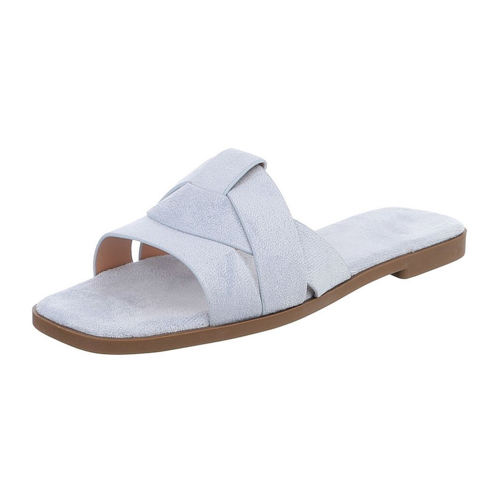 Ital-Design Moderne Damen Sandalen mit geflochtenem Design für Freizeit Pantolette (91117189) Blockabsatz Pantoletten in Hellblau