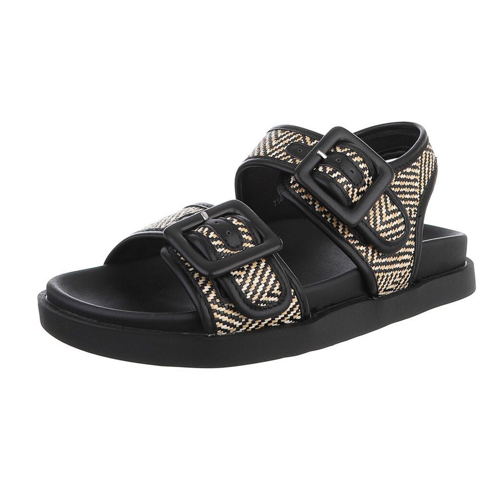 Ital-Design Moderne Damen-Sandalen mit Schnallen für Freizeitaktivitäten Riemchensandalette (89542783) Flach Plateausandaletten in Schwarz