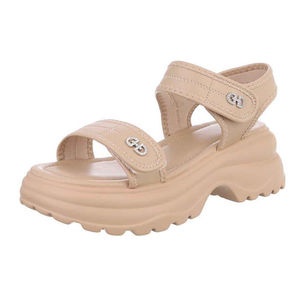 Ital-Design Moderne Damen Sandalen mit verstellbaren Riemen für Freizeit Plateausandaletten (89853051) Blockabsatz Sandalen & Sandaletten in Hellbraun