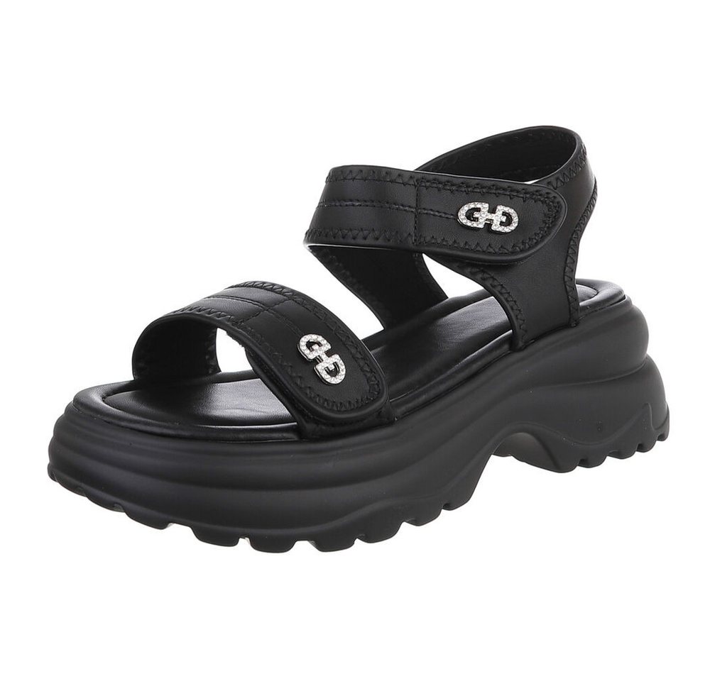 Ital-Design Moderne Damen Sandalen mit verstellbaren Riemen für Freizeit Plateausandaletten (89853057) Blockabsatz Sandalen & Sandaletten in Schwarz