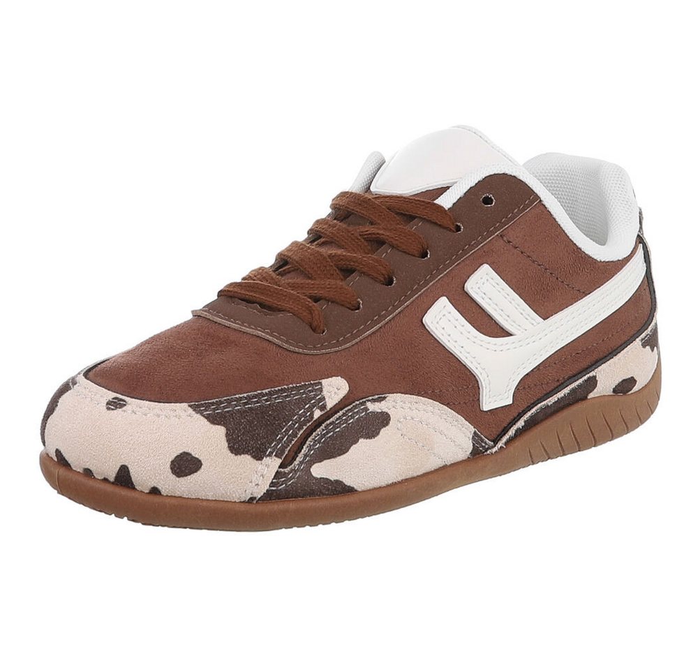 Ital-Design Moderne Damen Sneakers mit Komfort für Alltag und Freizeit Sneaker (90033116) Flach Sneakers Low in Braun
