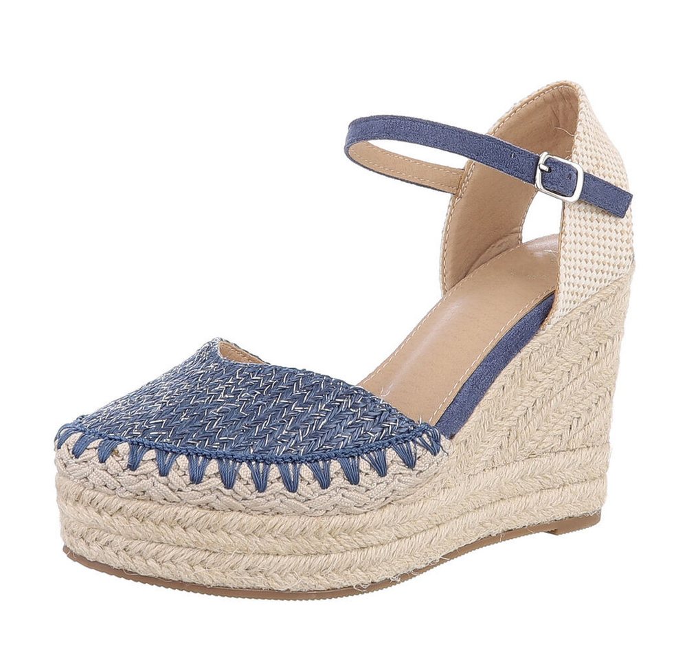 Ital-Design Moderne Espadrilles mit Keilabsatz für Damen, beige Plateausandaletten (89853017) Keilabsatz/Wedge Keilsandaletten in Blau