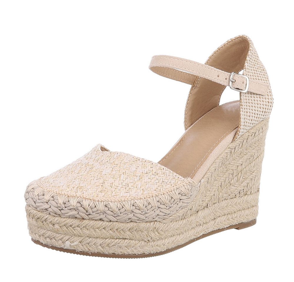 Ital-Design Moderne Espadrilles mit Keilabsatz für Damen, beige Plateausandaletten (89853027) Keilabsatz/Wedge Keilsandaletten in Beige