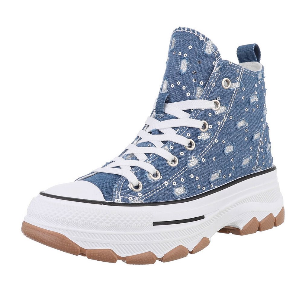 Ital-Design Moderne Komfortsandalette mit flexiblen Riemen Sneakerboots (89323095) Flach Sneakers High in Dunkelblau