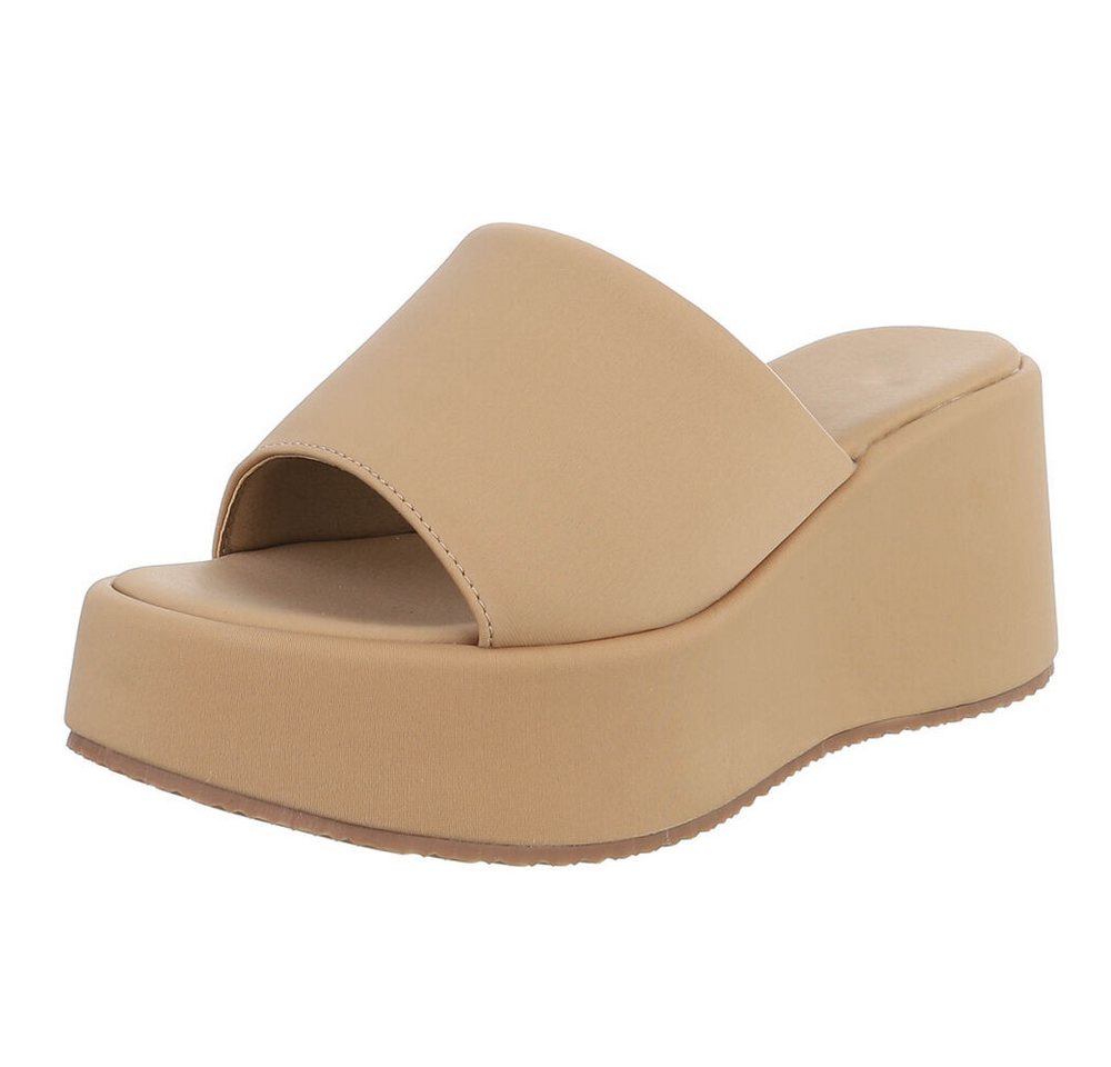 Ital-Design Moderne Plateau-Sandalen für Damen, vielseitig und komfortabel Plateausandaletten (91512073) Keilabsatz/Wedge Keilsandaletten in Hellbraun
