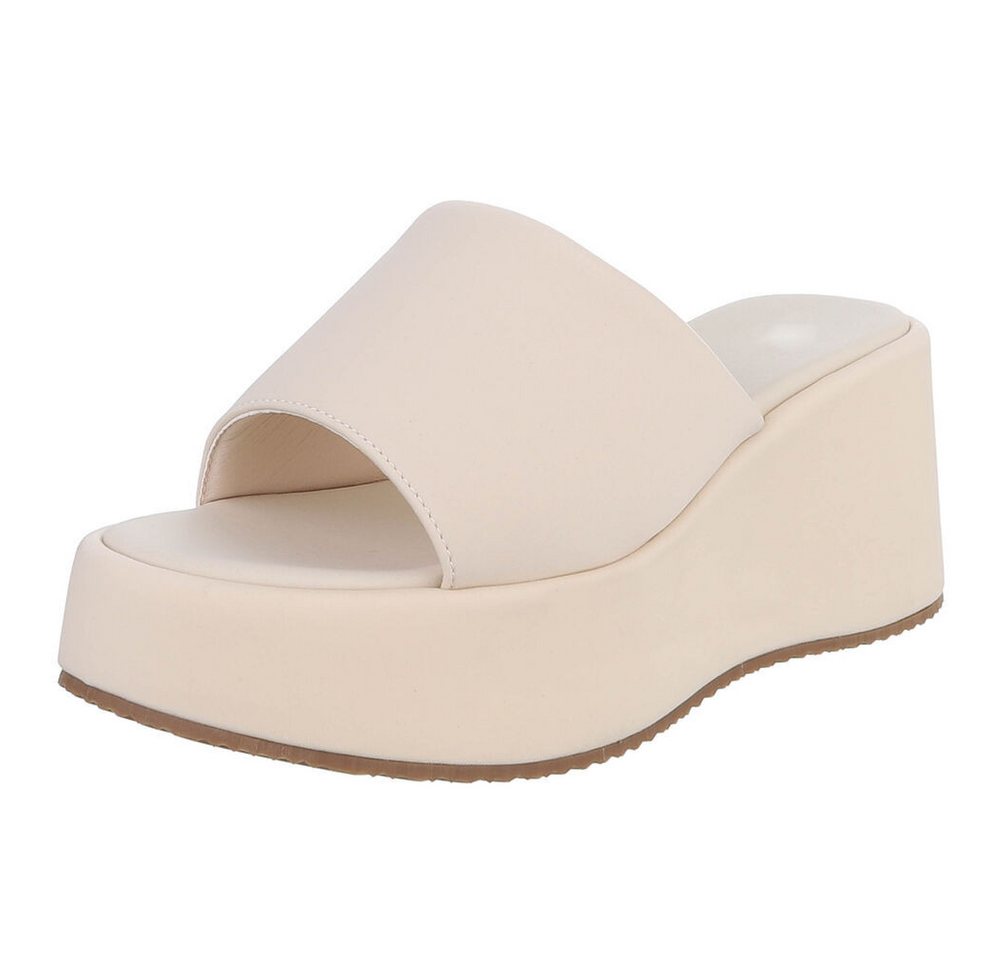 Ital-Design Moderne Plateau-Sandalen für Damen, vielseitig und komfortabel Plateausandaletten (91512091) Keilabsatz/Wedge Keilsandaletten in Beige