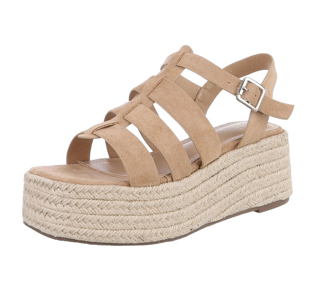 Ital-Design Moderne Plateau-Sandaletten für Damen – ideales Sommer-Design Plateausandaletten (89852972) Keilabsatz/Wedge Keilsandaletten in Hellbraun
