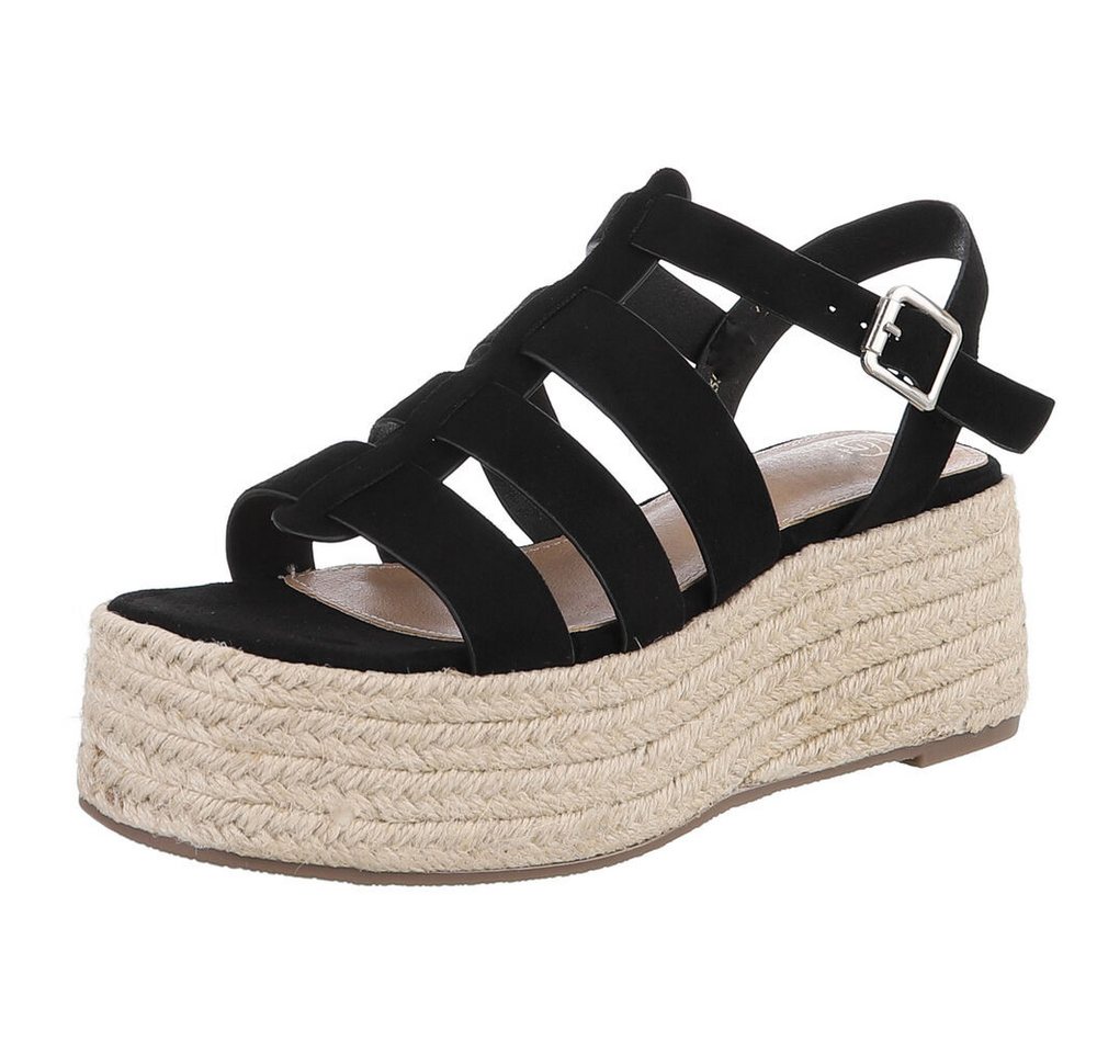Ital-Design Moderne Plateau-Sandaletten für Damen – ideales Sommer-Design Plateausandaletten (89852992) Keilabsatz/Wedge Keilsandaletten in Schwarz