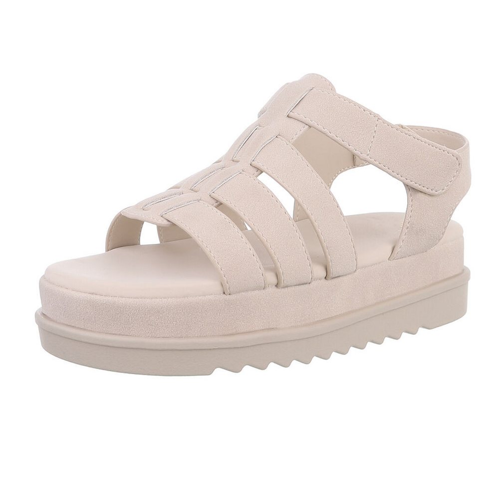 Ital-Design Moderne Plateausandalen mit geflochtenen Riemen für Damen Plateausandaletten (89368516) Flach Plateausandaletten in Beige