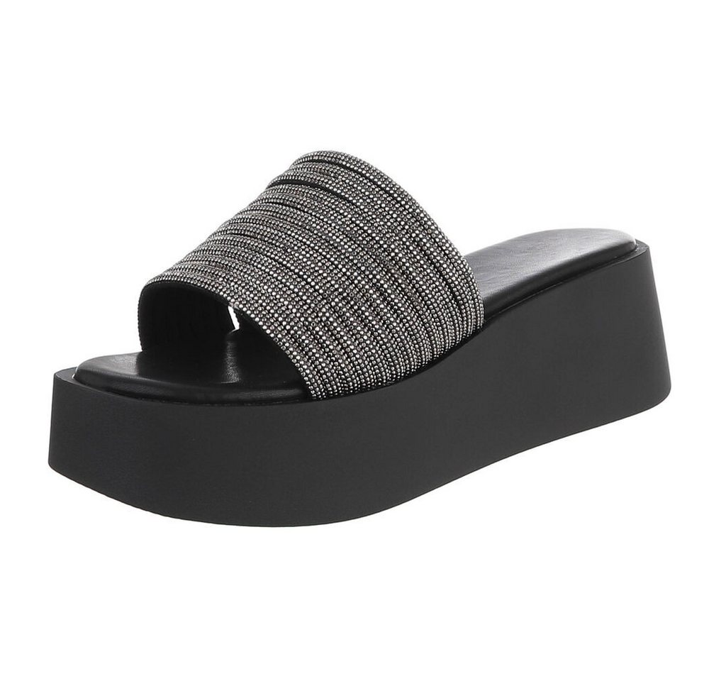 Ital-Design Moderne Plateausandalen mit stilvollem Design für Damen Plateausandaletten (91512107) Keilabsatz/Wedge Keilsandaletten in Schwarz