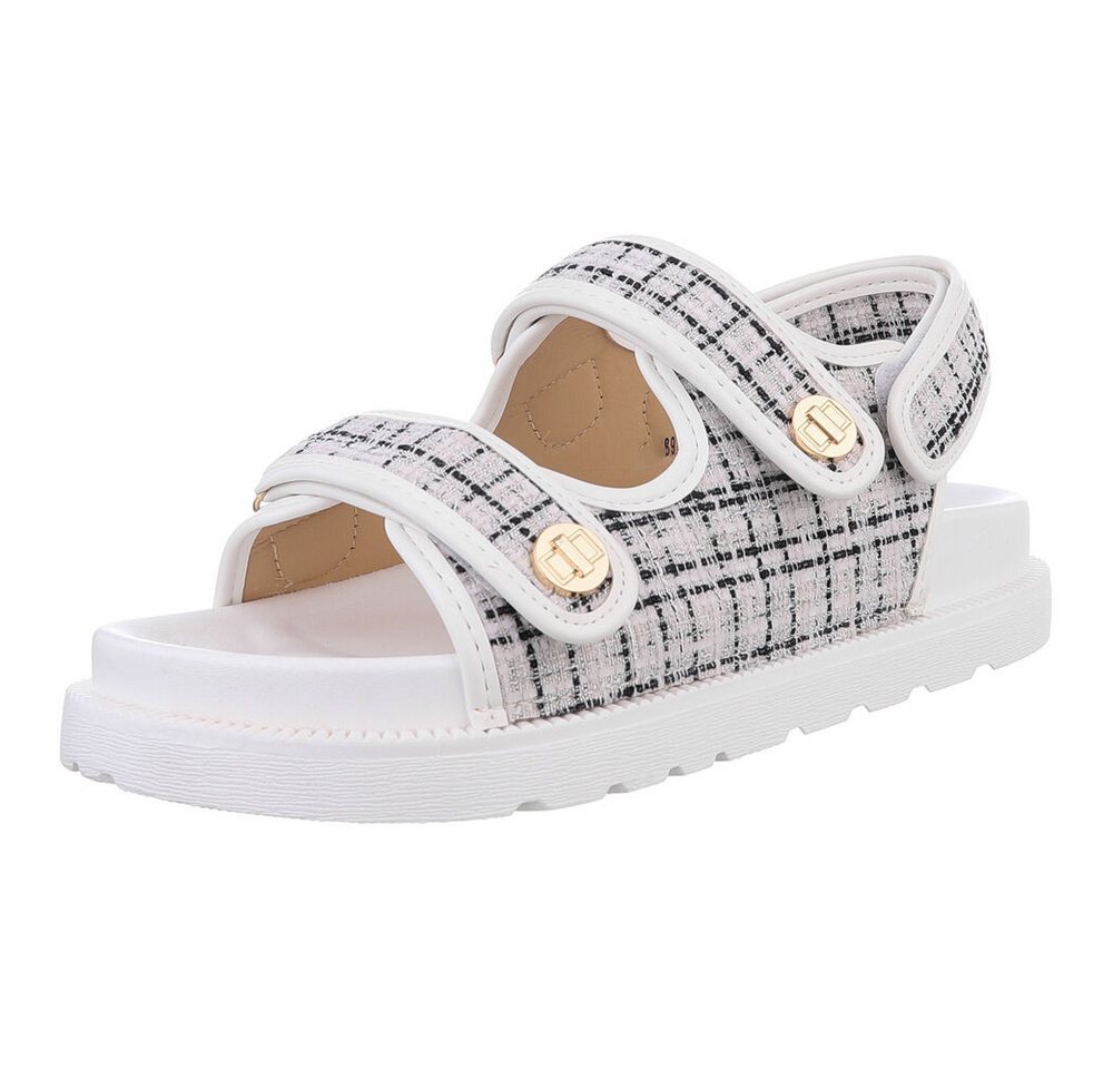 Ital-Design Moderne Sandalen für Damen – Komfort & Stil Riemchensandalette (89323001) Flach Plateausandaletten in Weiß