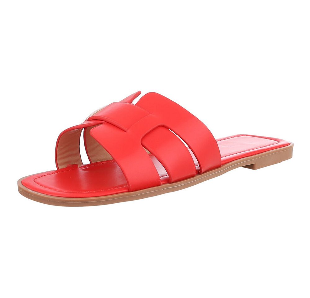 Ital-Design Moderne Sandalen für Freizeit und Sommervergnügen Pantolette (89322863) Blockabsatz Pantoletten in Rot