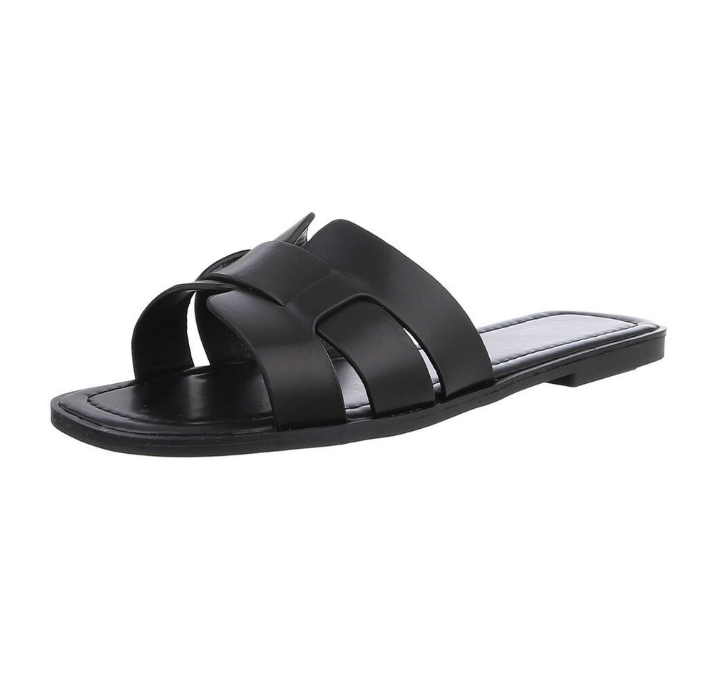 Ital-Design Moderne Sandalen für Freizeit und Sommervergnügen Pantolette (89322883) Blockabsatz Pantoletten in Schwarz