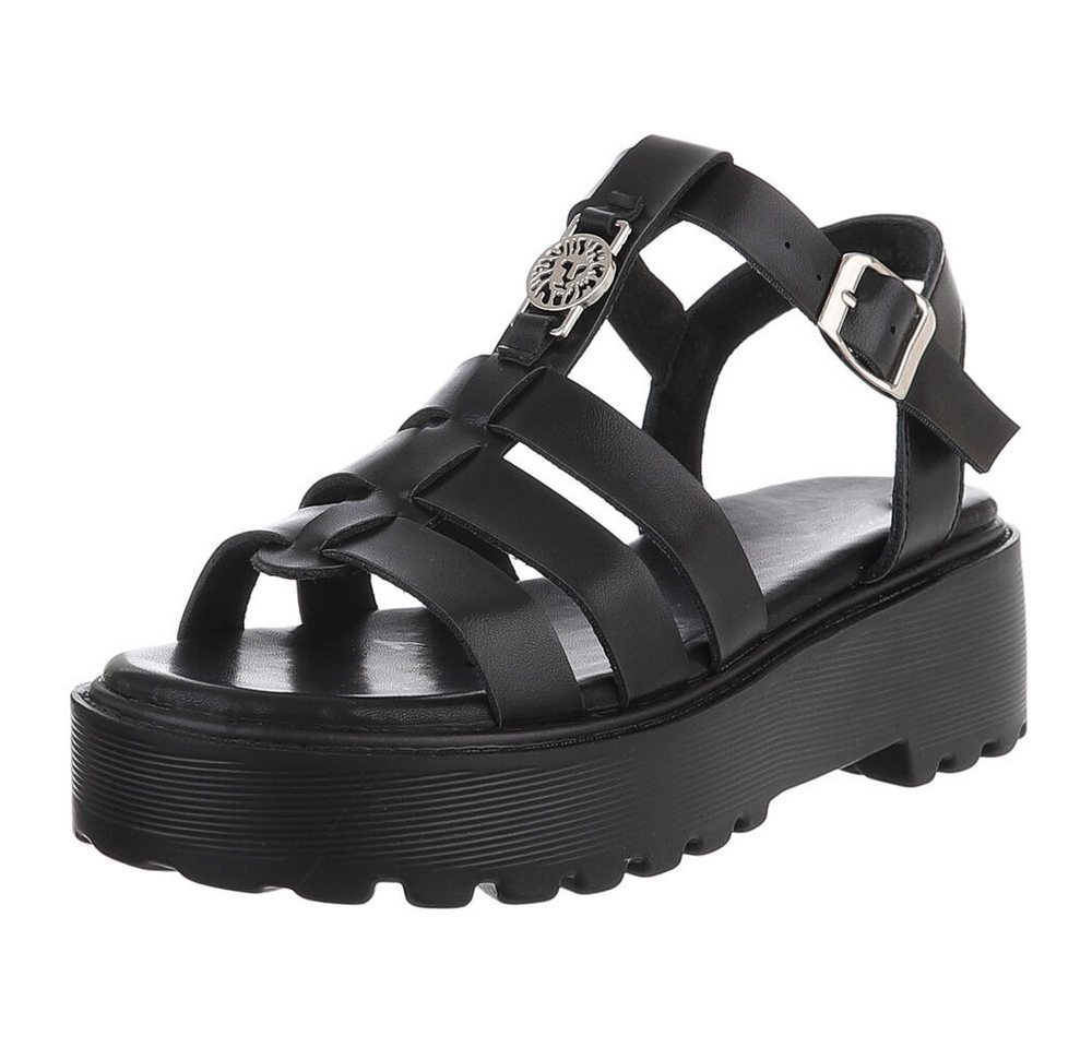 Ital-Design Moderne Sandalen für lässige Sommeranlässe Plateausandaletten (89929967) Blockabsatz Sandalen & Sandaletten in Schwarz