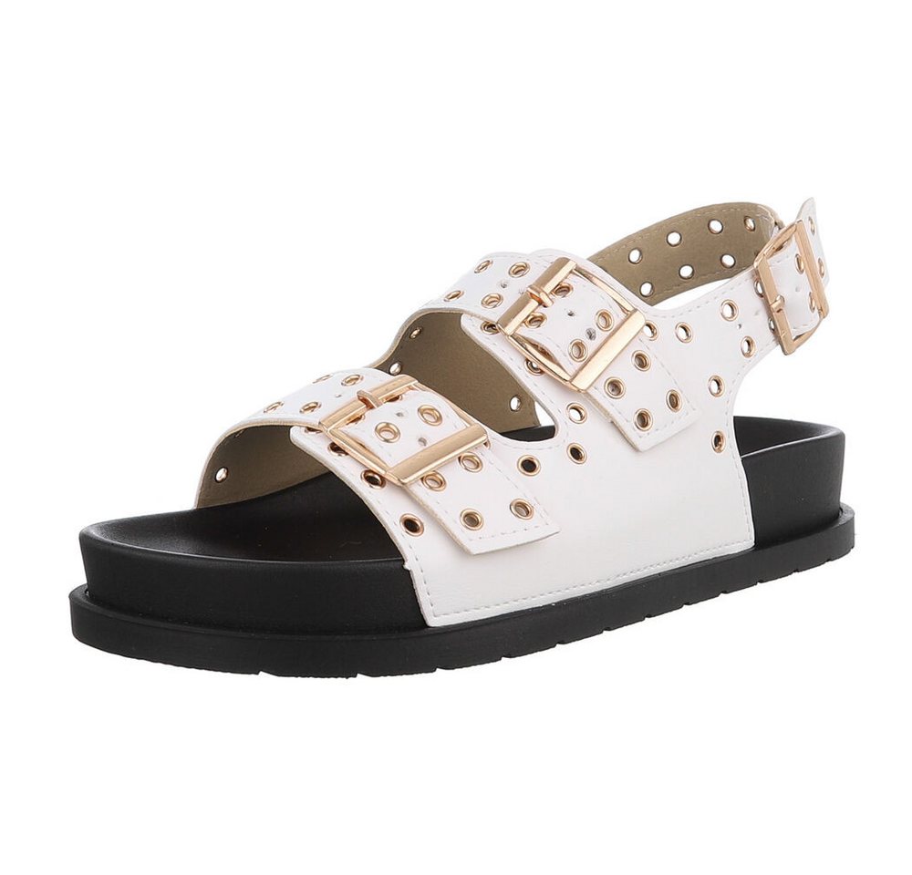 Ital-Design Moderne Sandalen mit Schnallen und erstklassigem Komfort Riemchensandalette (89323131) Flach Riemchensandalen in Weiß