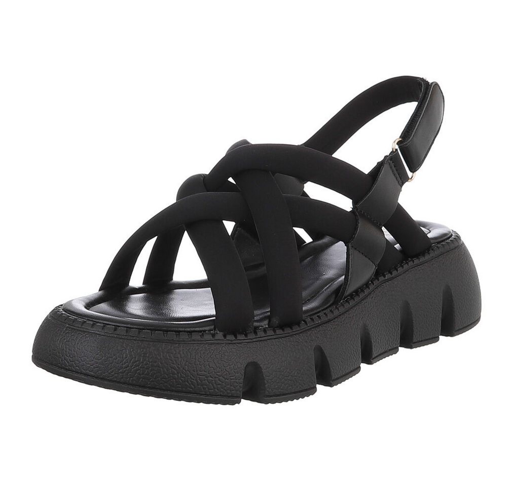 Ital-Design Moderne Sandalen mit Woven-Riemen für Damen Plateausandaletten (89929876) Keilabsatz/Wedge Keilsandaletten in Schwarz