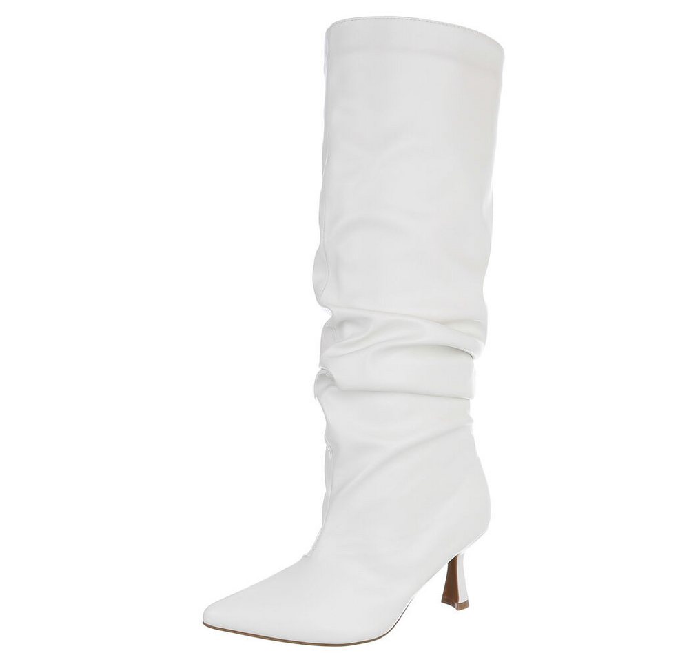 Ital-Design Moderne Slouch-Stiefel mit spitzer Zehenform für Damen Stiefel (90851730) Pfennig-/Stilettoabsatz Stiefel in Weiß