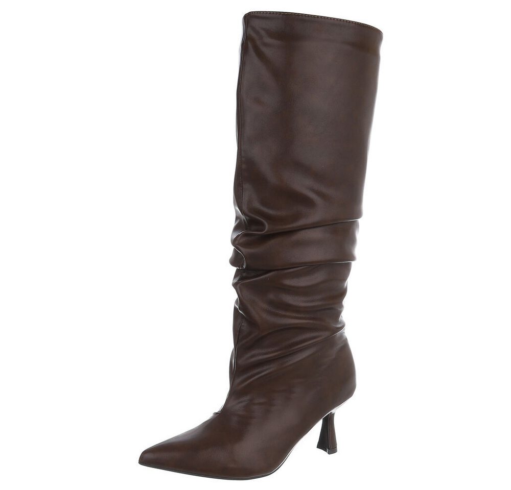 Ital-Design Moderne Slouch-Stiefel mit spitzer Zehenform für Damen Stiefel (90851733) Pfennig-/Stilettoabsatz Stiefel in Braun