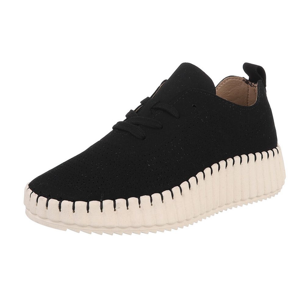 Ital-Design Moderne Sneaker für Damen – Atmungsaktiv und bequem Sneaker (89852934) Keilabsatz/Wedge Sneakers Low in Schwarz