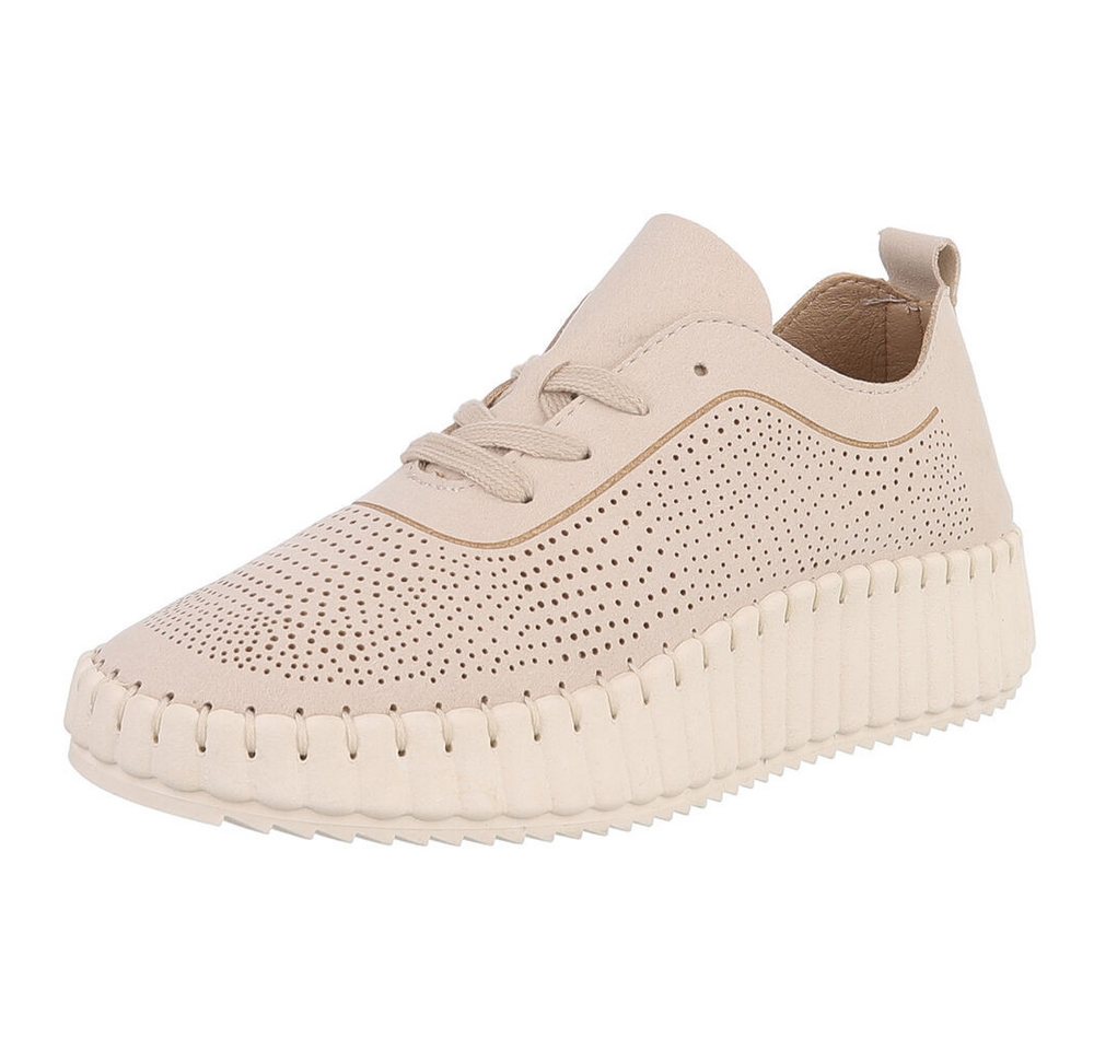 Ital-Design Moderne Sneaker für Damen – Atmungsaktiv und bequem Sneaker (89852939) Keilabsatz/Wedge Sneakers Low in Beige