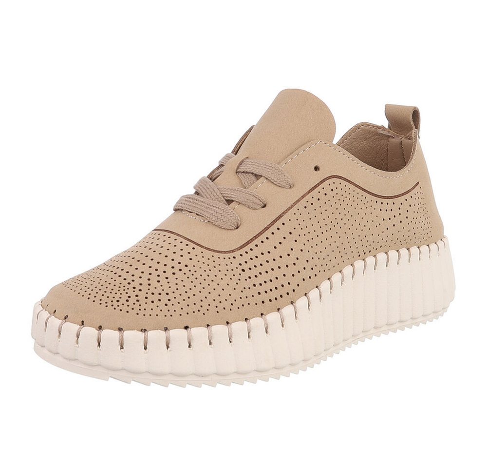 Ital-Design Moderne Sneaker für Damen – Atmungsaktiv und bequem Sneaker (89852949) Keilabsatz/Wedge Sneakers Low in Hellbraun