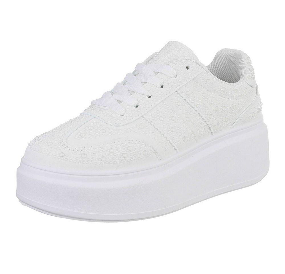 Ital-Design Moderne Sneaker mit Glitter-Details für Damen Sneaker (91261118) Keilabsatz/Wedge Sneakers Low in Weiß